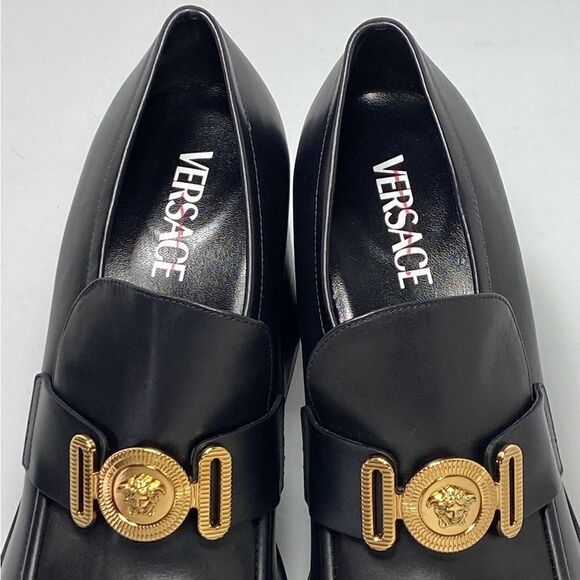 Versace Logo Leather Platform Pumps size 40 - Picture 6 of 15